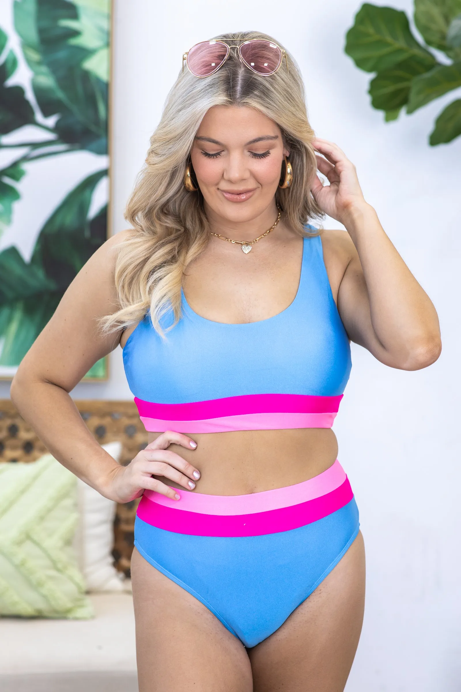 Cornflower Colorblock Two Piece Swimsuit