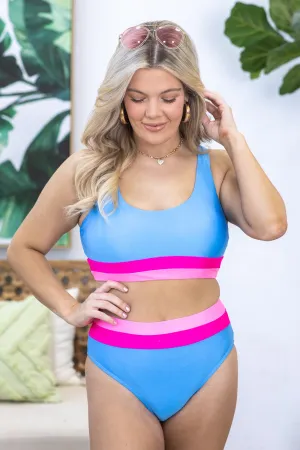 Cornflower Colorblock Two Piece Swimsuit