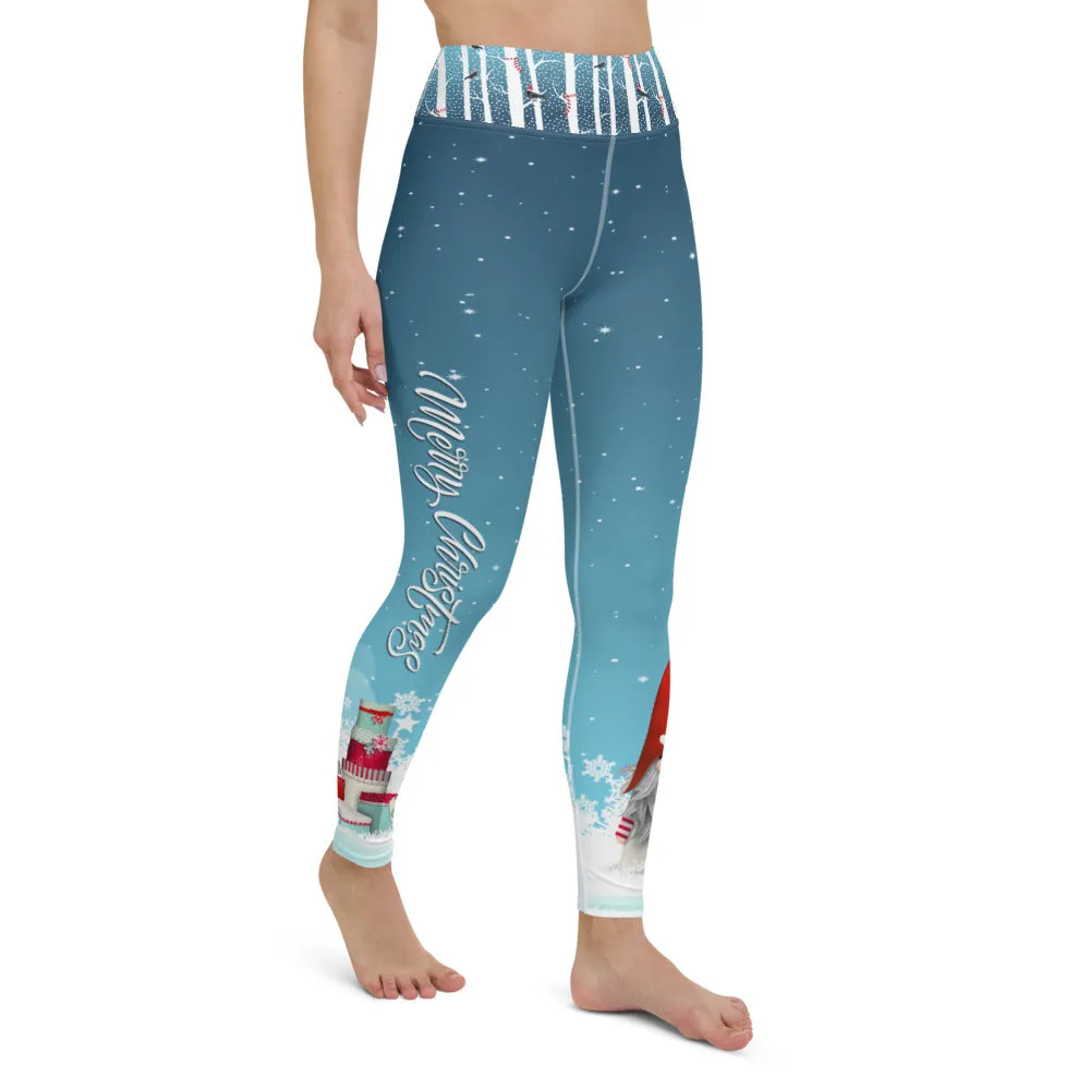 Crazy-Ass Leggings - Merry Christmas Snow Gnome and Gifts - Yoga Leggings