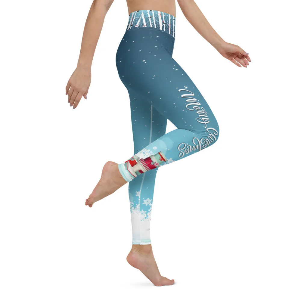 Crazy-Ass Leggings - Merry Christmas Snow Gnome and Gifts - Yoga Leggings