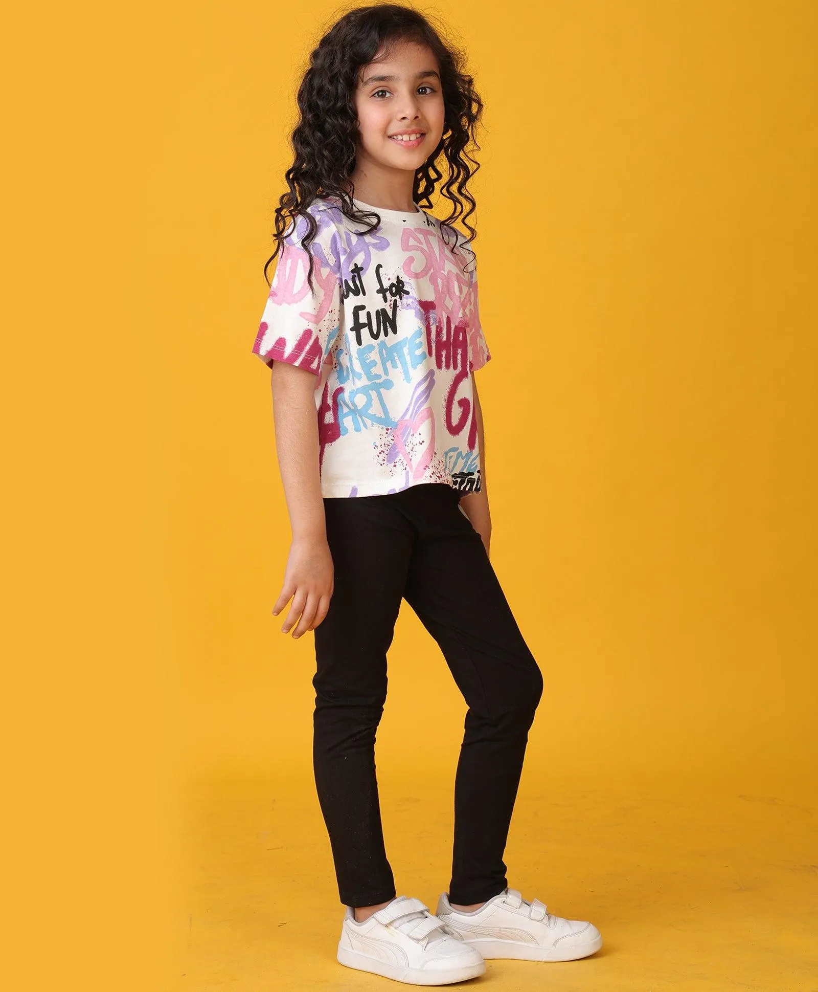 CREATE ART SUMMER BLACK LEGGINGS SET - WHITE/BLACK