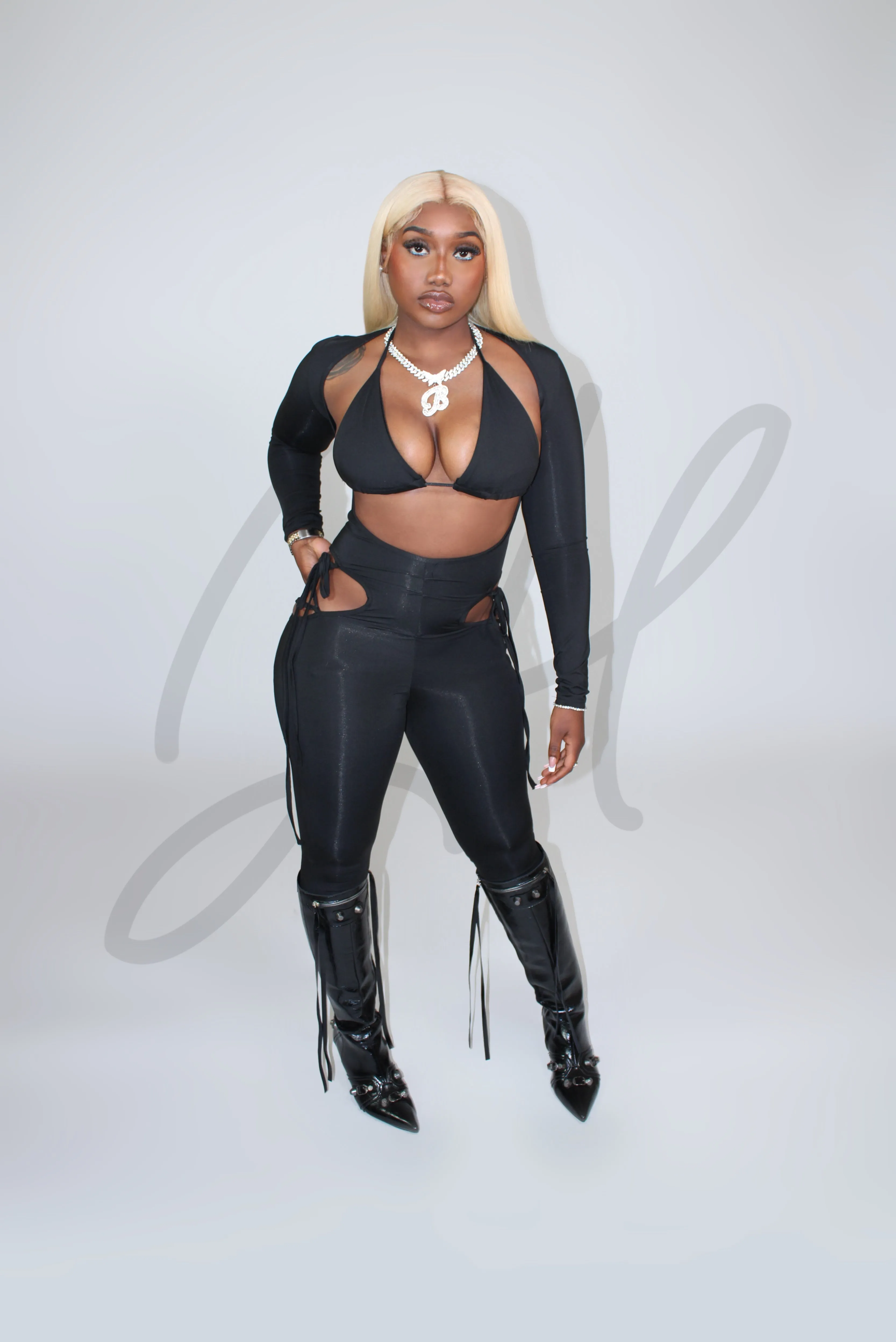 Cut To The Chase Jumpsuit (Black)