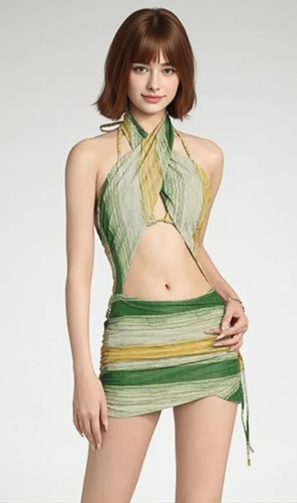 Damion Color Contrast Three-Piece Swimsuit