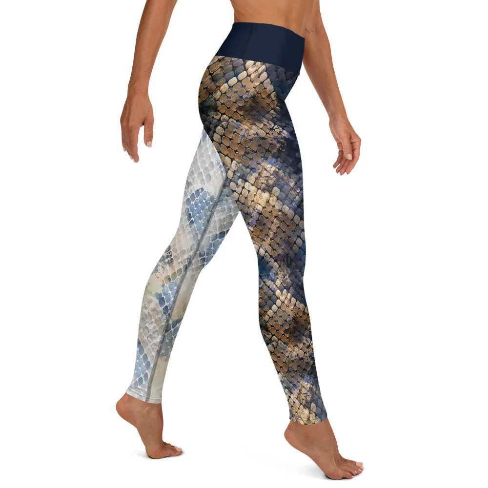 Dark and Light Blue Snake - Yoga Leggings