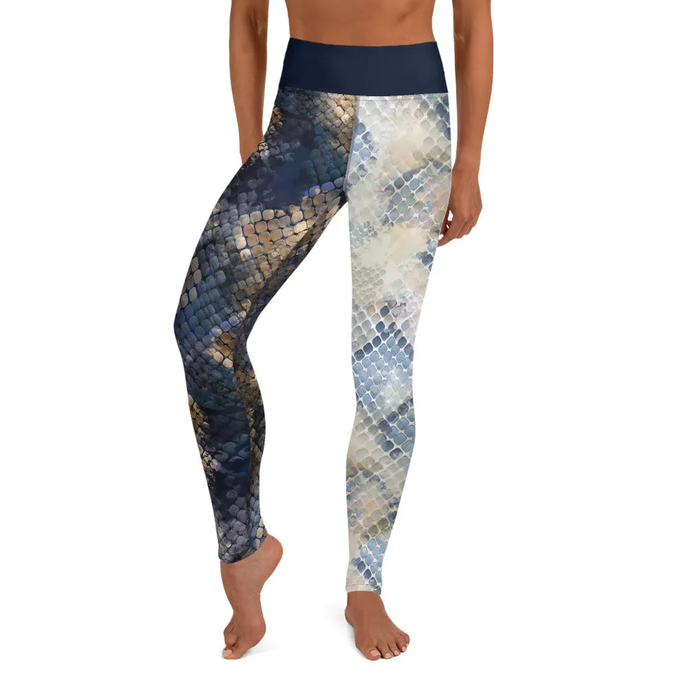 Dark and Light Blue Snake - Yoga Leggings