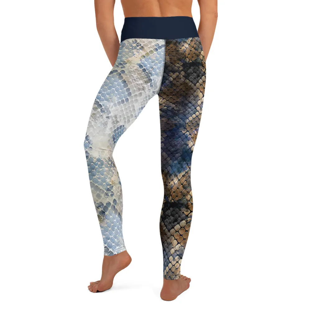 Dark and Light Blue Snake - Yoga Leggings