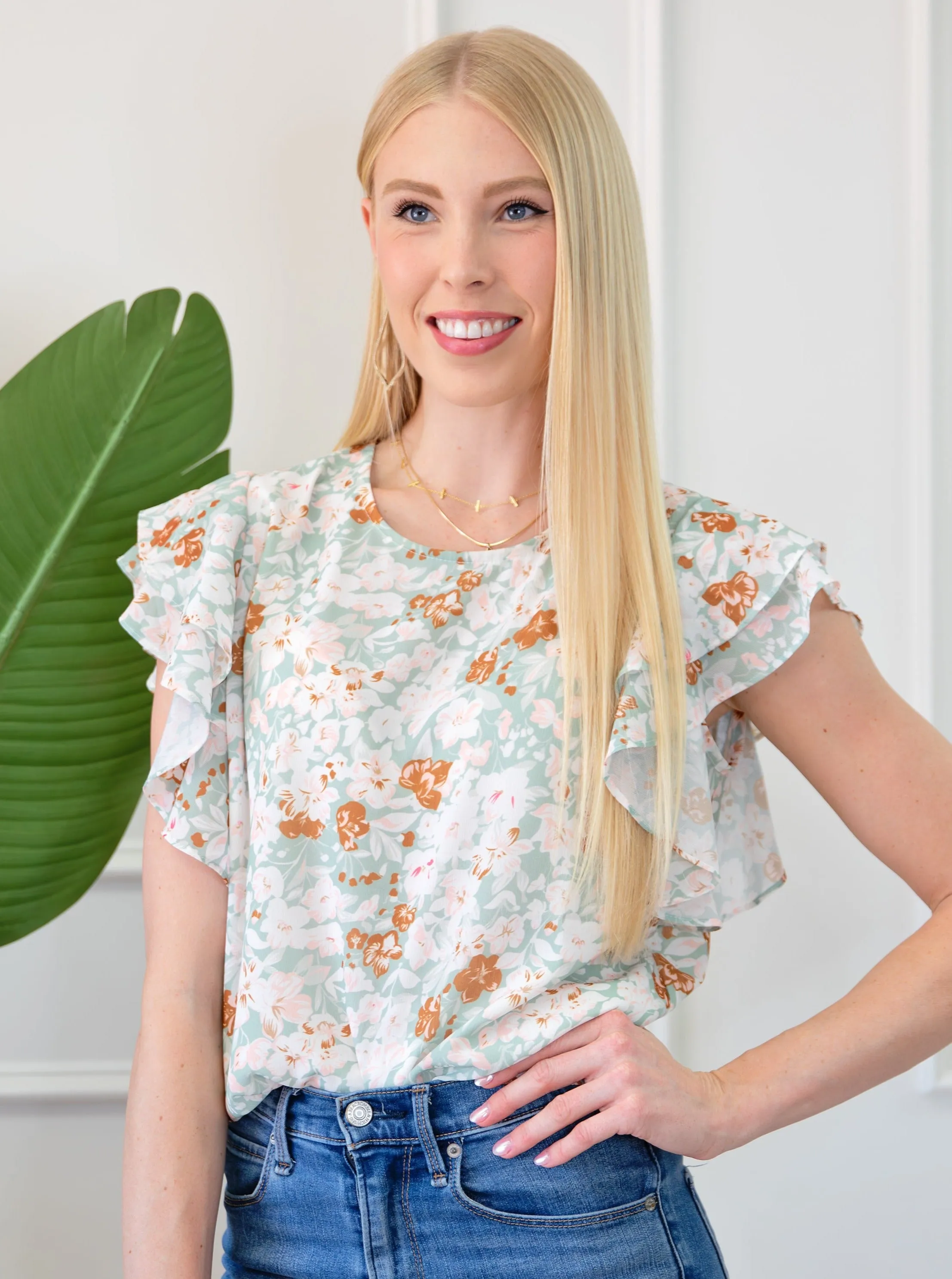 Double Ruffle Short Sleeve Top