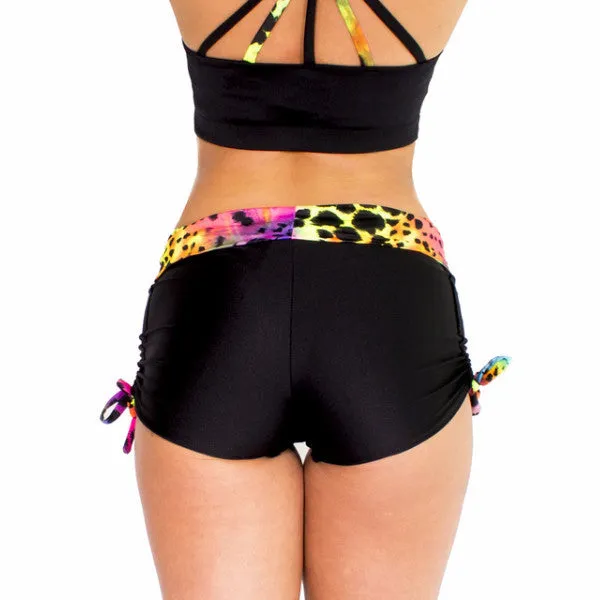 Drawstring Shorts - Black / Rainbow