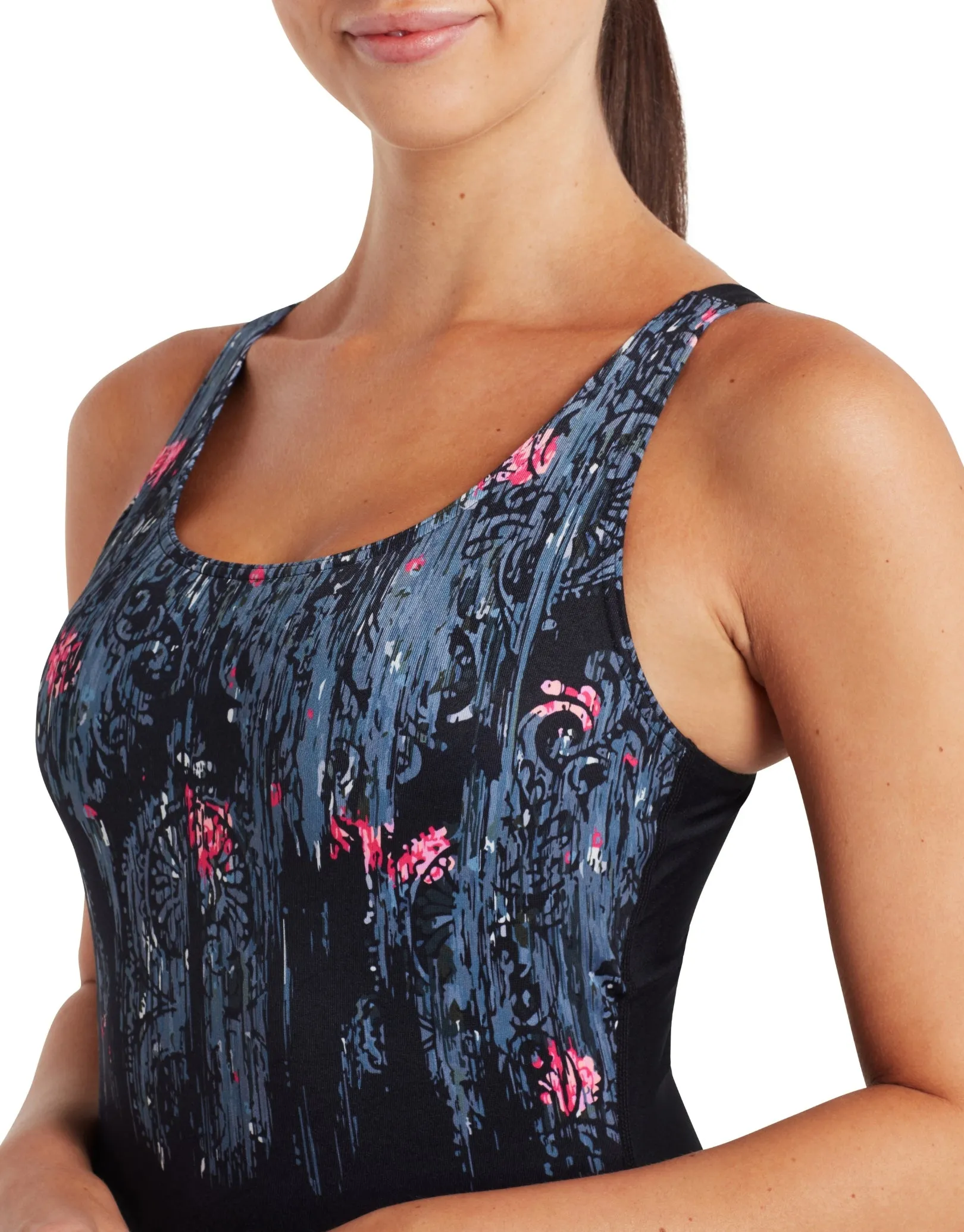 Dusk Adjustable Scoopback Swimsuit - Black/Grey
