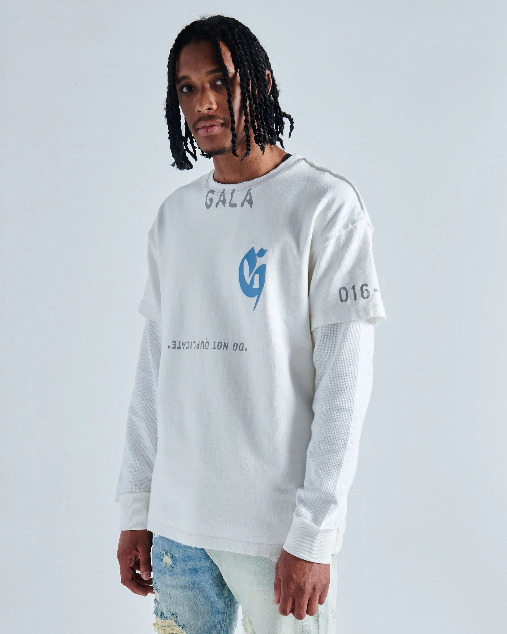EGO MUST DIE THERMAL L/S TEE (WHITE/WHITE)