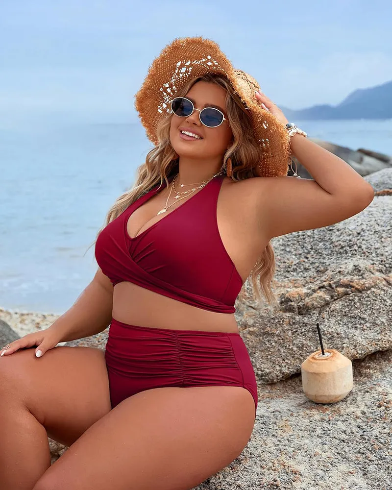 Emoswimsuit - Tummy Control Bathing Suits Modest High Waisted Bikini Sets