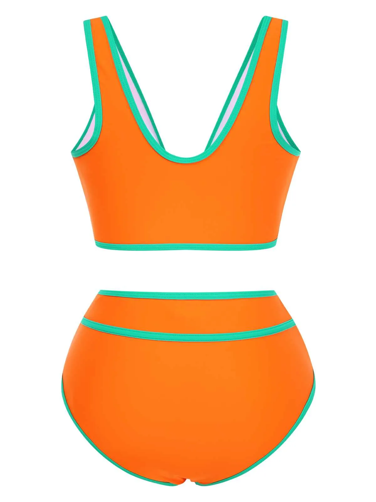 Ensemble bikini taille haute à bordure contrastée des années 1950