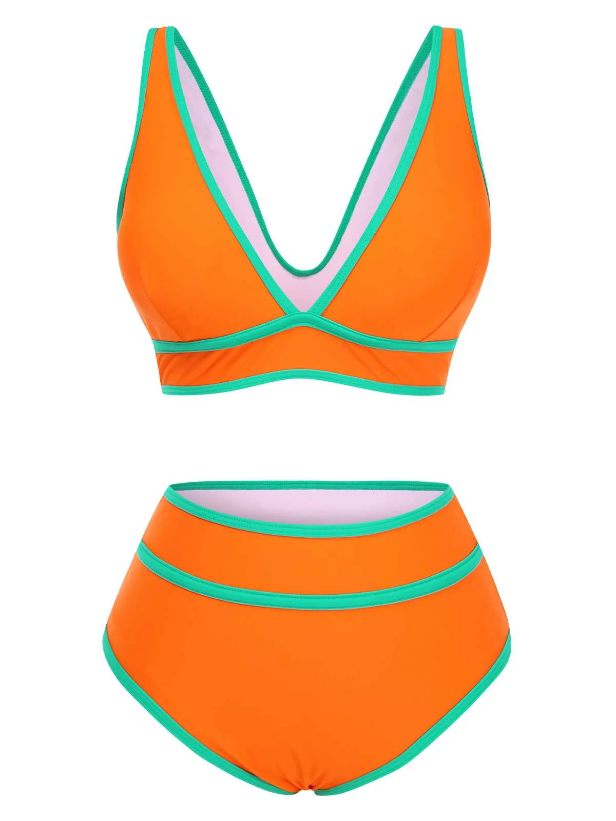 Ensemble bikini taille haute à bordure contrastée des années 1950