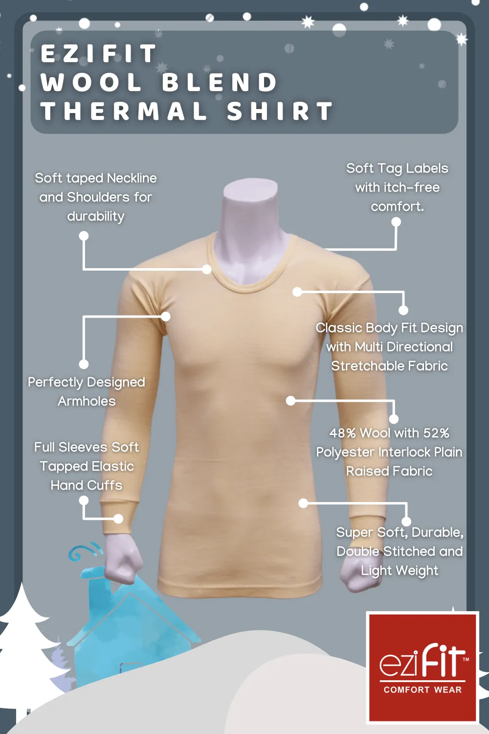 EziFit Wool Full Sleeves Warmer Shirt