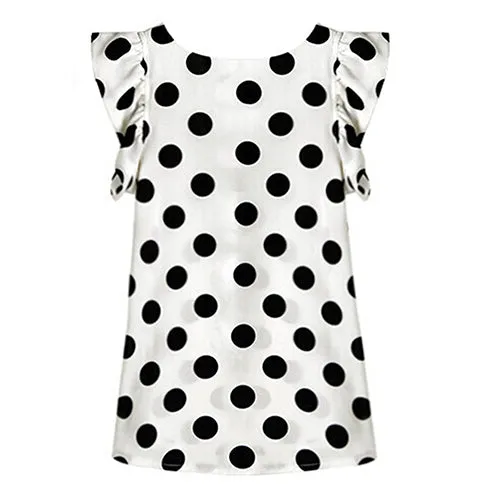 Fashion Women Polka Dots Casual Chiffon Blouse Short Sleeve T-shirt Summer Tops
