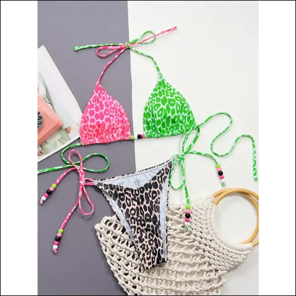 Feel Fierce in our Leopard Tied Halter Bikini Set – Unleash your Wild Side! 🐆✨
