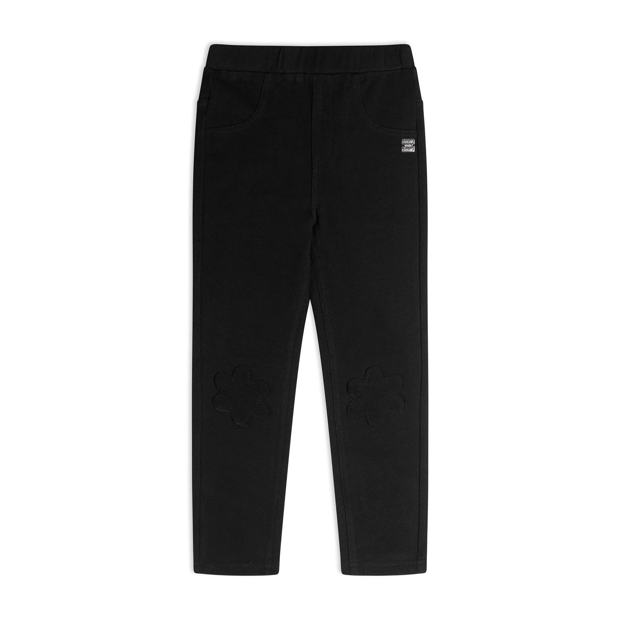 Fleece Legging With Knee Applique Black