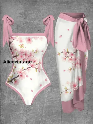 Floral Art Print Halter Two Piece Swimsuits