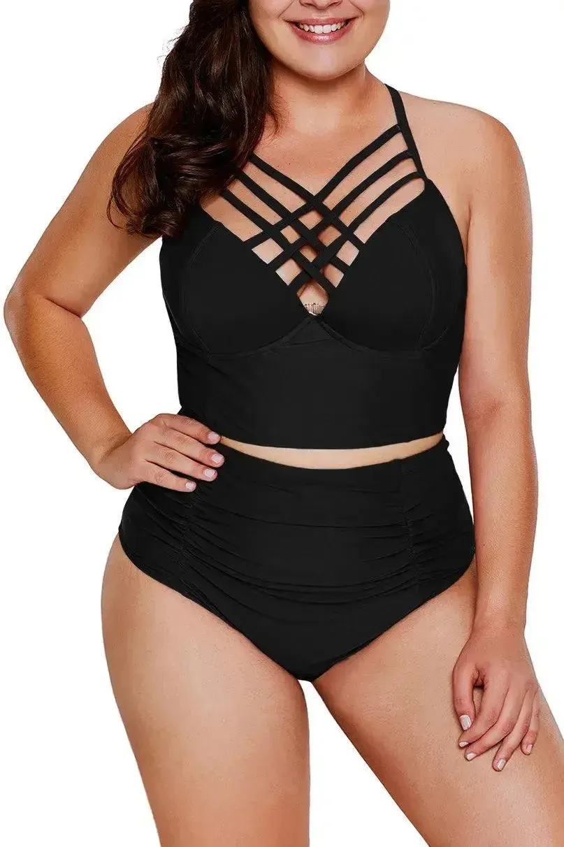 Floral Lace Swimsuit Set | High Waist Bikini | Rash Guard