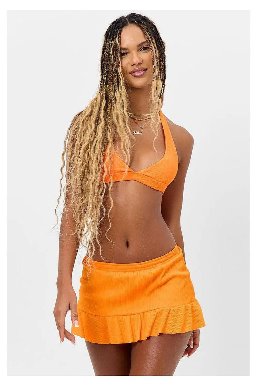 Frankies Bikinis Eden Plissé Halter Bikini Top