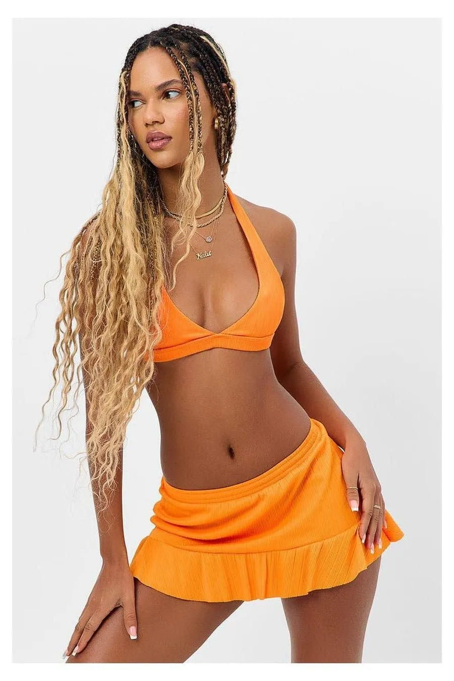 Frankies Bikinis Eden Plissé Halter Bikini Top