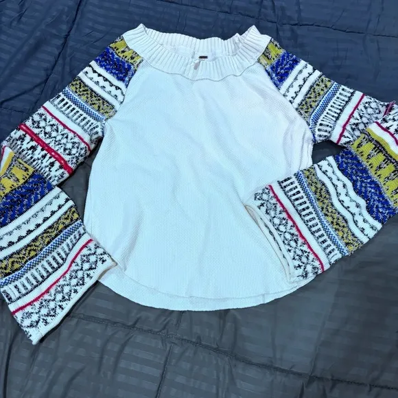 Free People Fairground Thermal Knit Long Sleeve Sweater