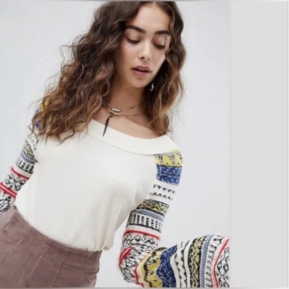 Free People Fairground Thermal Knit Long Sleeve Sweater