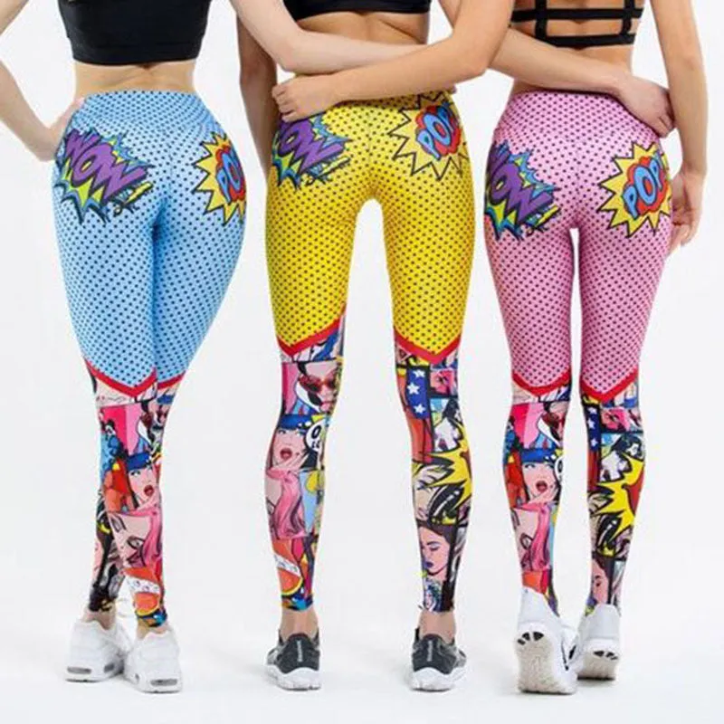 Funny Cartoon Leggings Female High Waist Printing Pant Leggings Fitness Sports Pants trendy