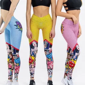 Funny Cartoon Leggings Female High Waist Printing Pant Leggings Fitness Sports Pants trendy