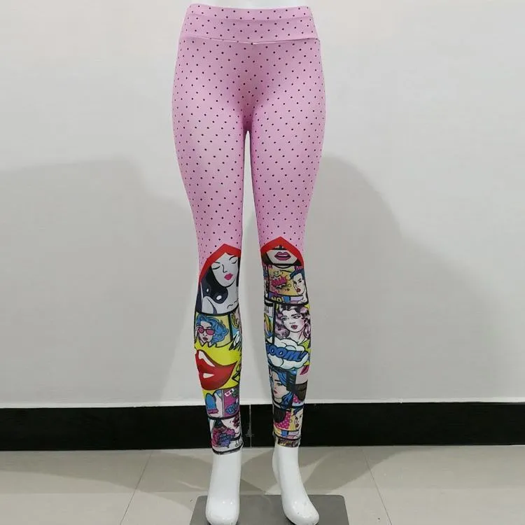 Funny Cartoon Leggings Female High Waist Printing Pant Leggings Fitness Sports Pants trendy