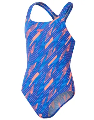 Girls Hyperboom Allover Medalist Swimsuit - Red/Blue