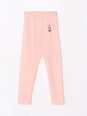 Girls Long Leggings With Elastic Waist Printed Cotton