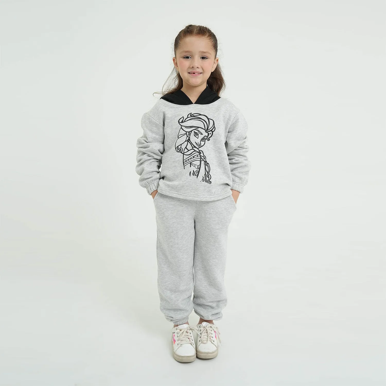 Girls Short Body Hoodie Soft Cotton Printed Fleece Suit