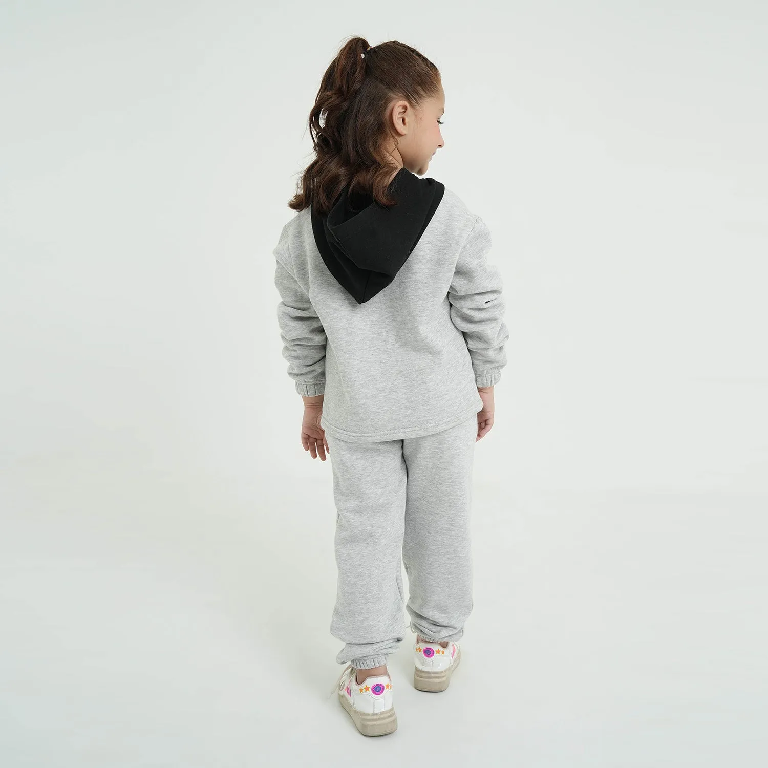 Girls Short Body Hoodie Soft Cotton Printed Fleece Suit