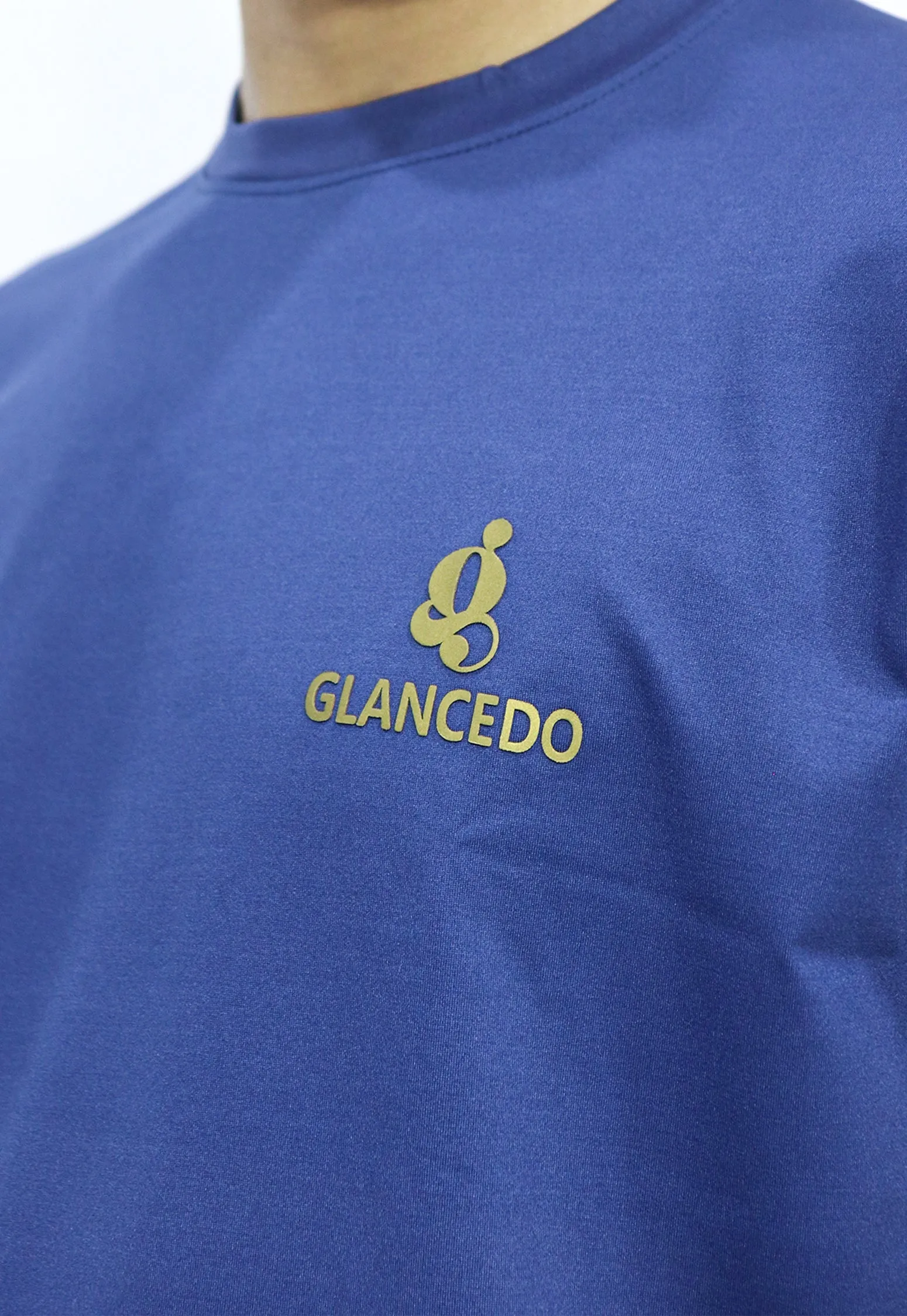 Glancedo Mens Embosed Logo Plain Tracksuit Blue