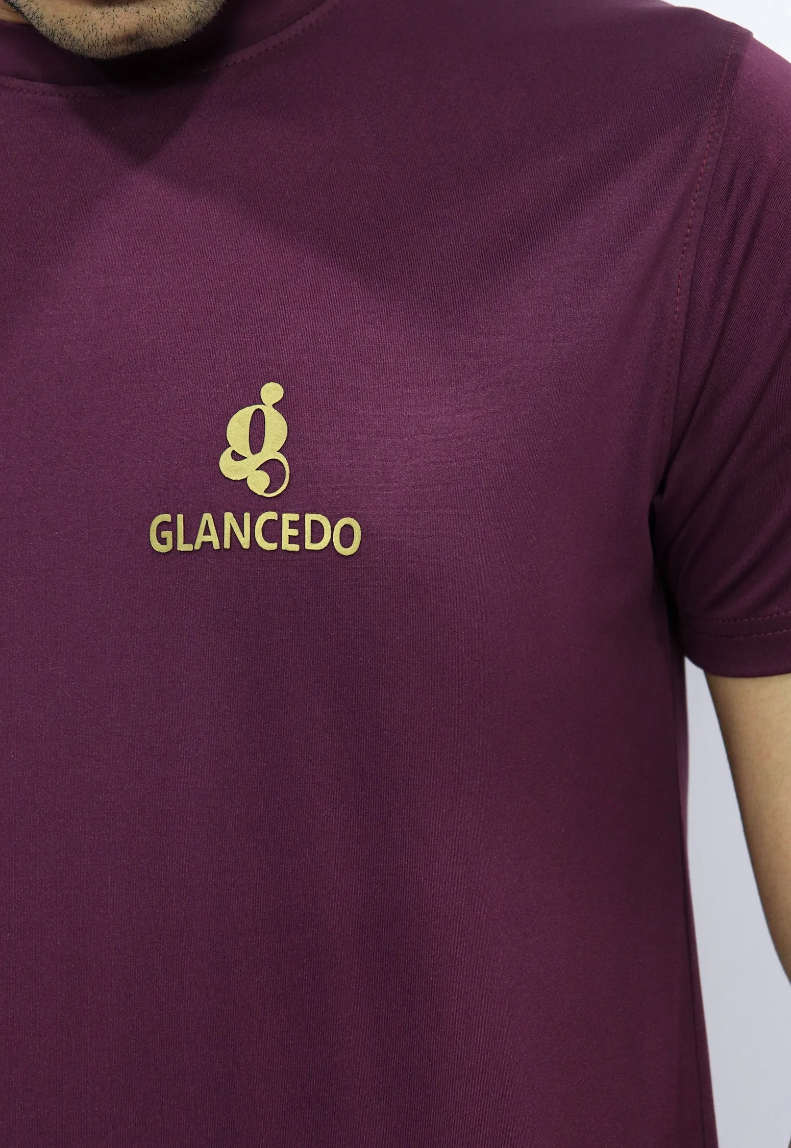 Glancedo Mens Embosed Logo Plain Tracksuit Maroon