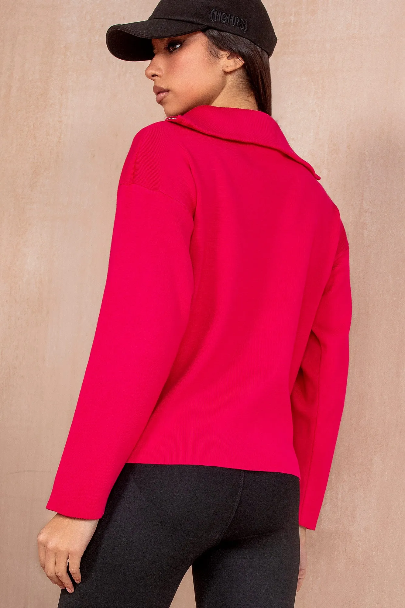 Gloria Fuchsia Knit Half Zip