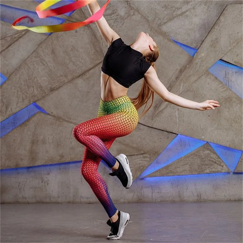 Gradient mesh print leggings trendy