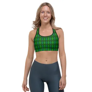 Green Argyle Sports bra