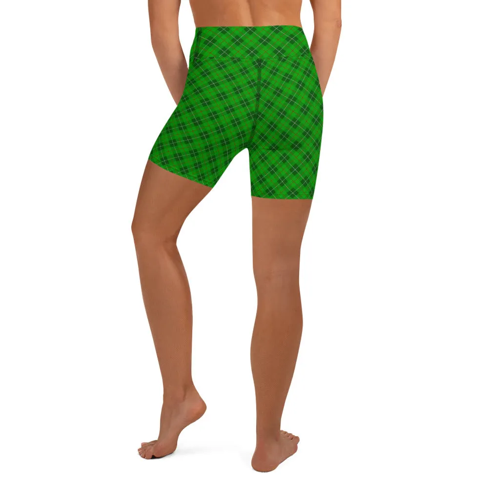 Green Plaid Yoga Shorts