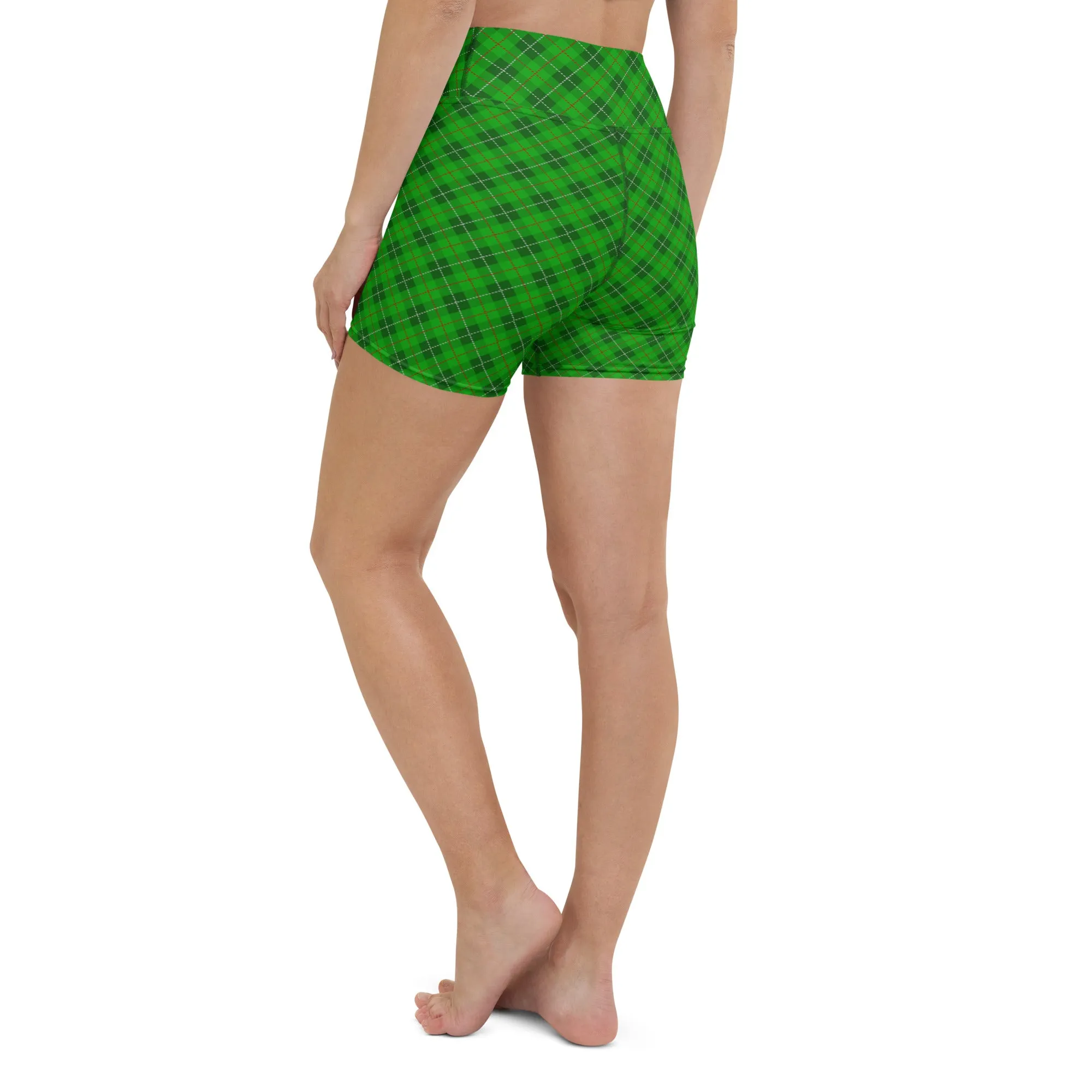 Green Plaid Yoga Shorts