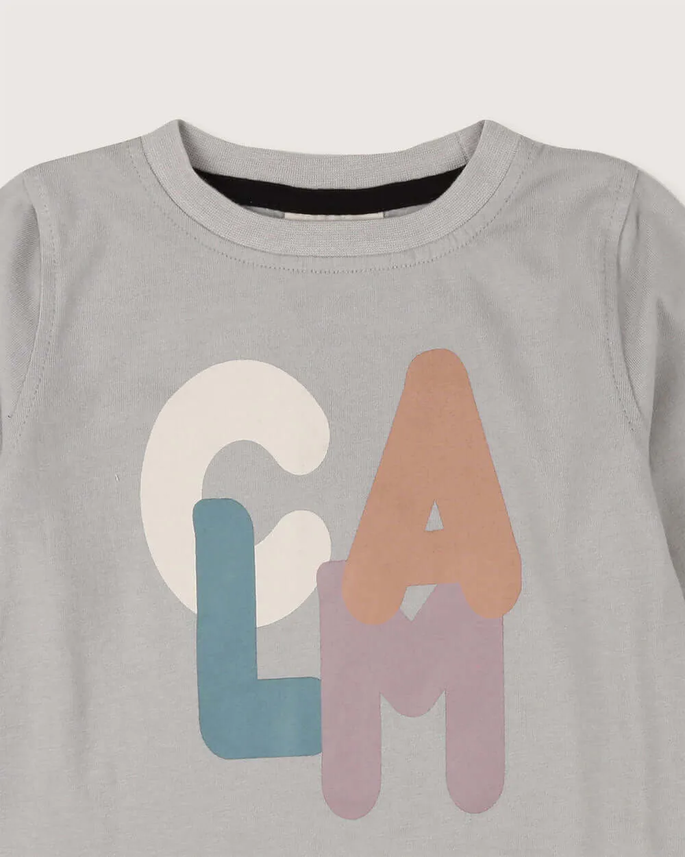 Grey Calm Slogan Print Top