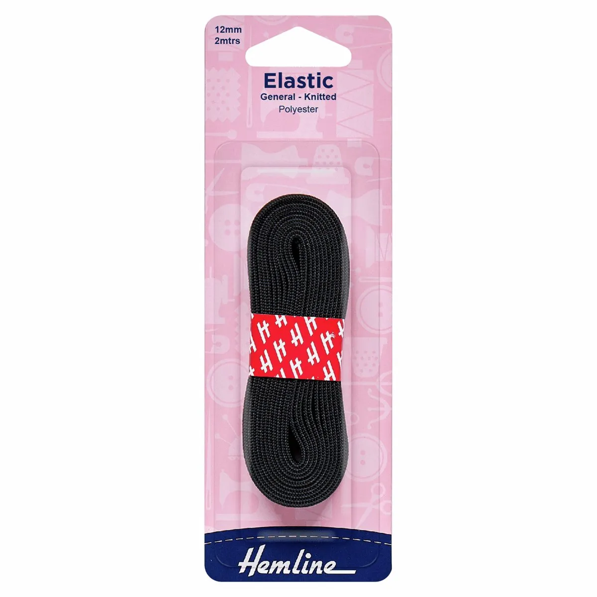 Hemline Knitted Elastic - General Purpose - 12mm - Black