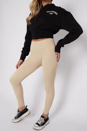 High Waist Stretchy Ribbed Leggings
