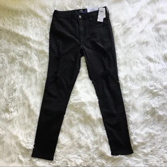 HOLLISTER GIRLS CURVY HIGH-RISE distresse JEAN LEGGINGS 7S/W28 L26