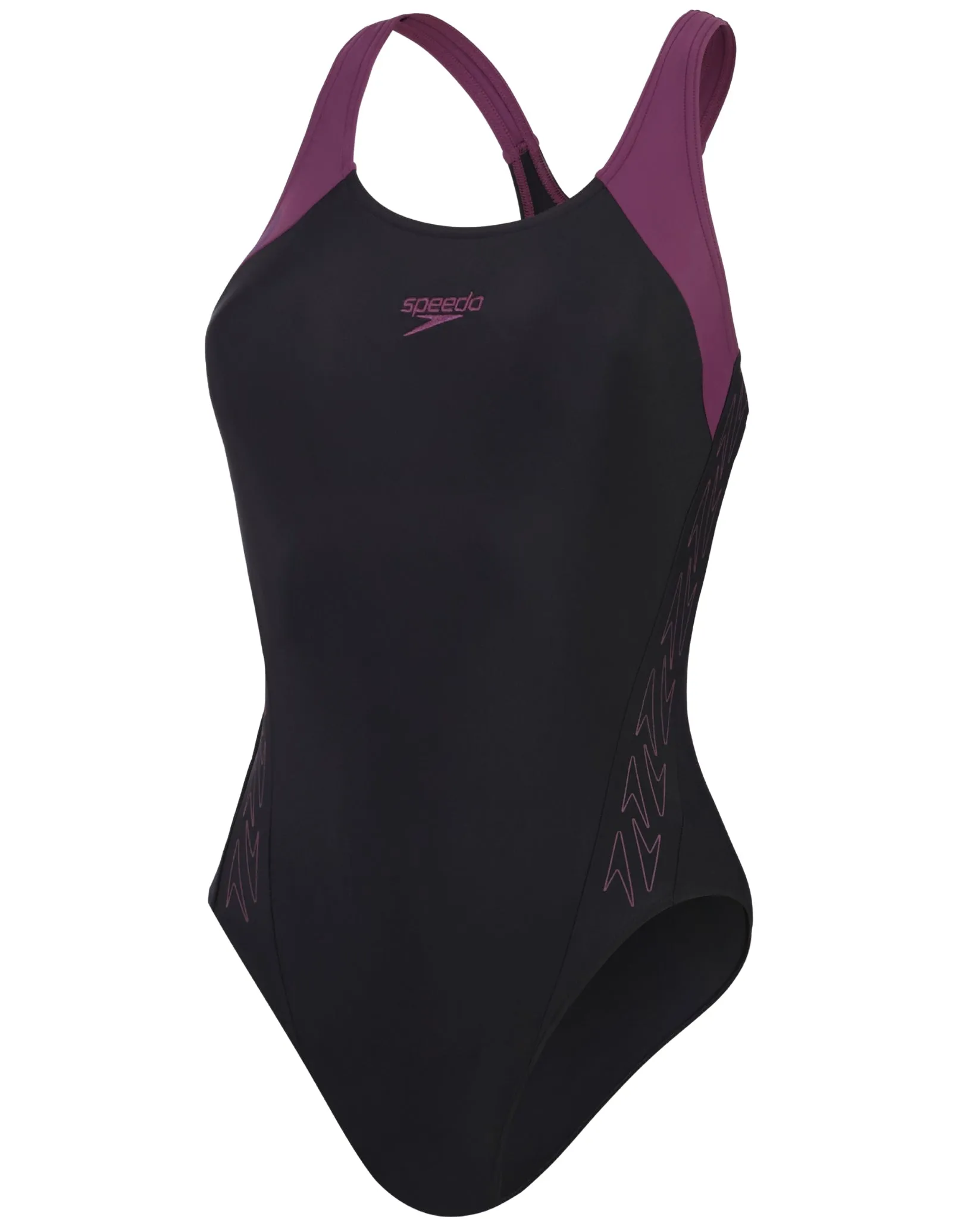 Hyperboom Splice Racerback Swimsuit - Black/Purple