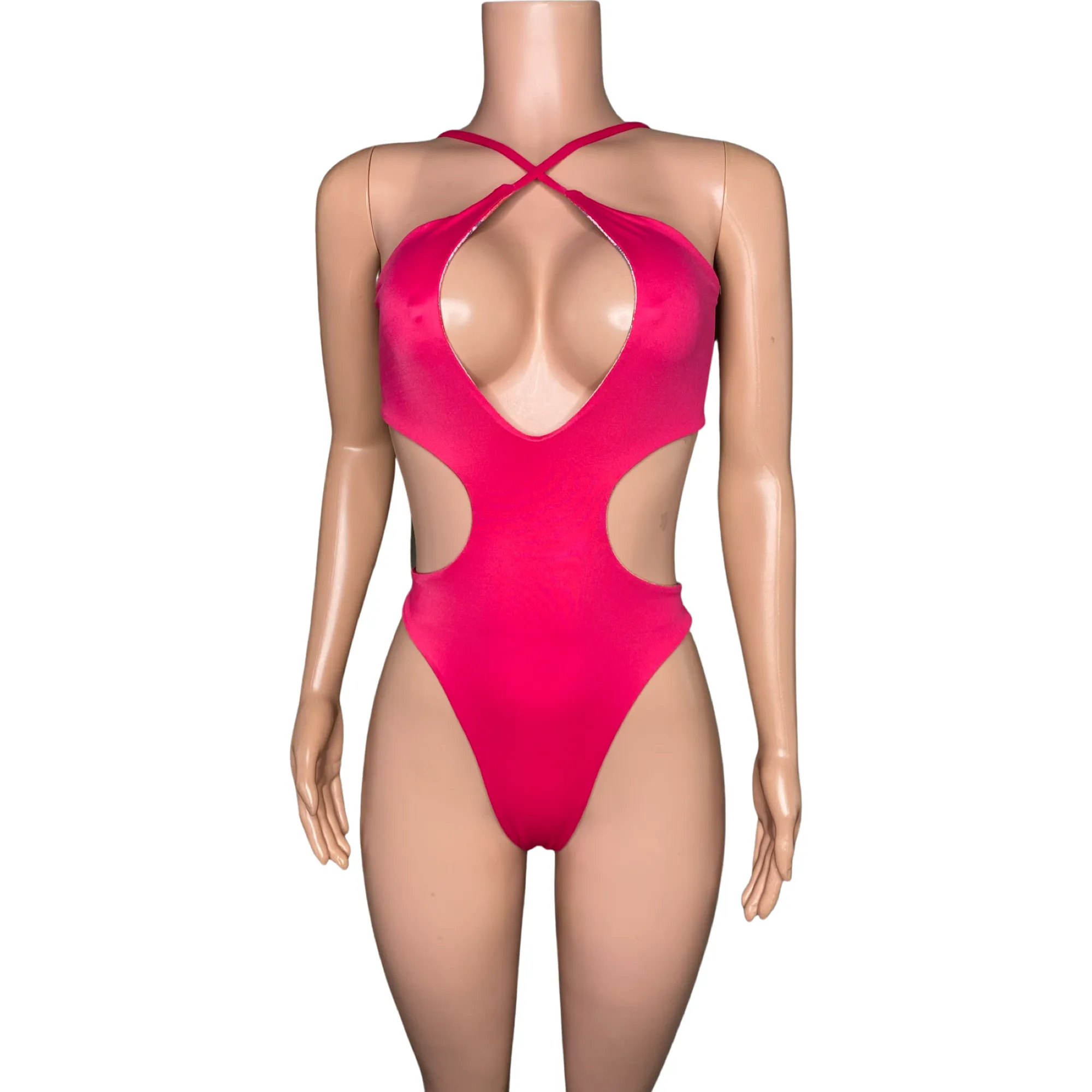 Iridescent snakeskin print ombré reversible monokini