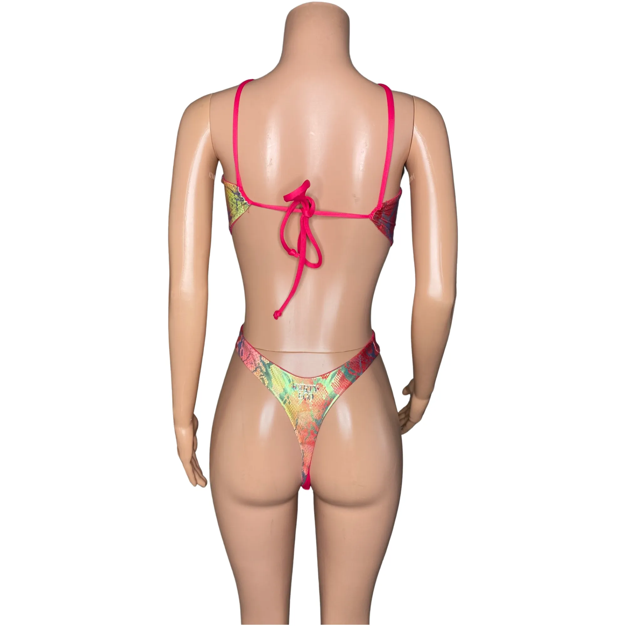 Iridescent snakeskin print ombré reversible monokini