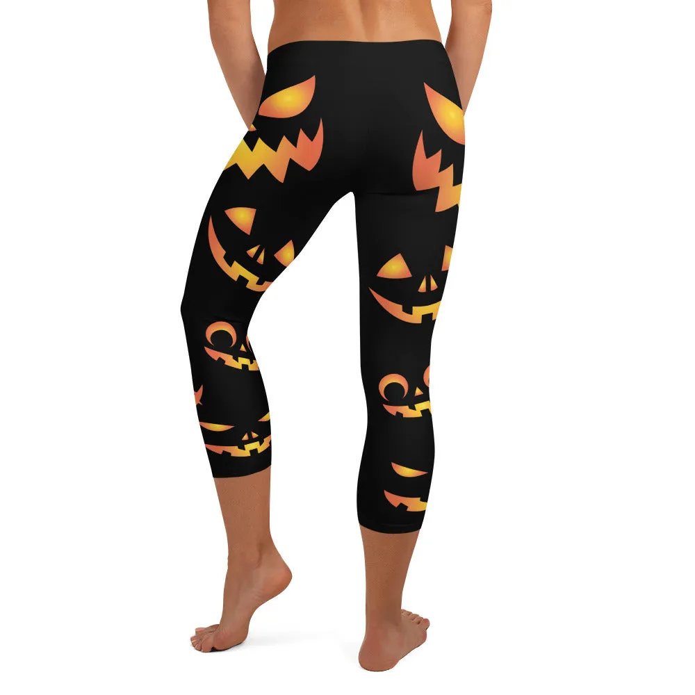Jack O Lantern Mid-waist Capri Leggings