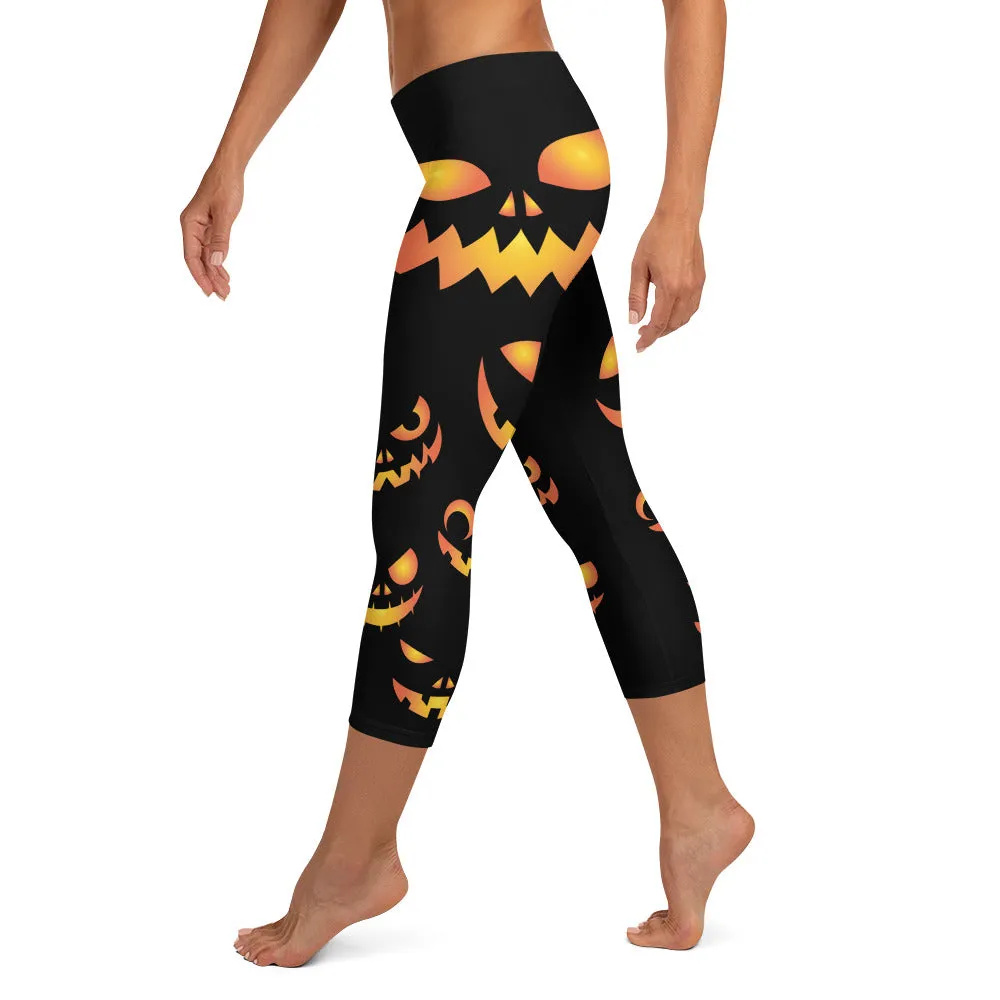 Jack O Lantern Mid-waist Capri Leggings